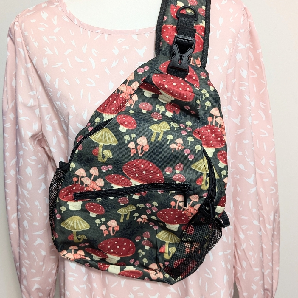 Crossbody‎ mushroom bag colorful whimsical